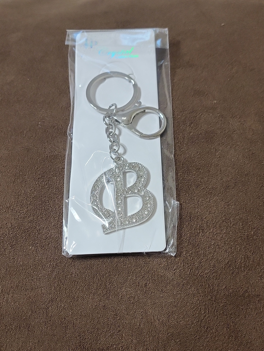 Silver Crystal 'B' Initial Keychain - Women's Accessory